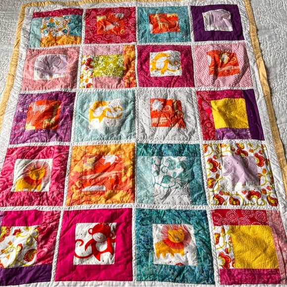 35”x42” Handmade Cotton Baby Quilt. Patchwork Kids Quilt. - Picture 1 of 11